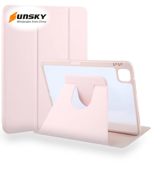 Acrylic TPU 3-folding Rotating Smart Tablet Leather Case for iPad Pro 11 — Protective Cases, GEBEI