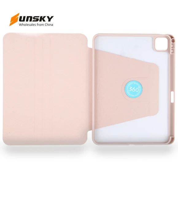 Acrylic TPU 3-folding Rotating Smart Tablet Leather Case for iPad Pro 11 — Protective Cases, GEBEI