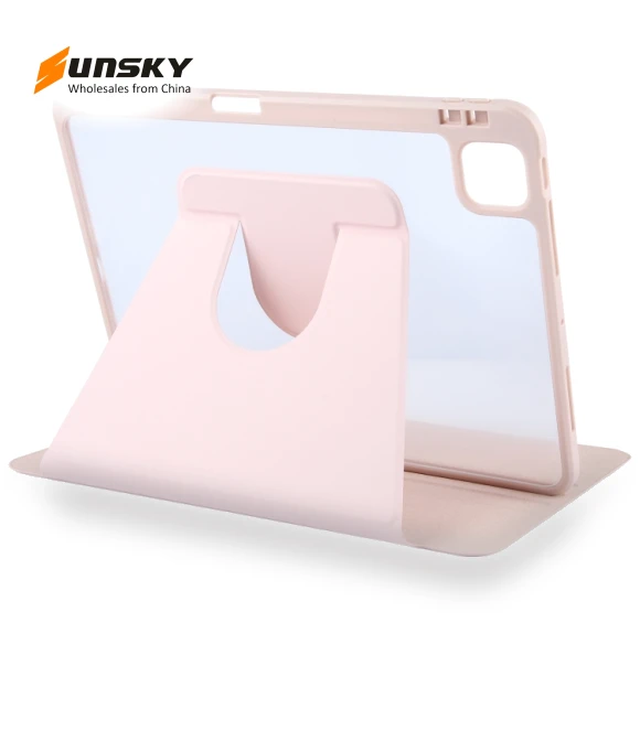 Acrylic TPU 3-folding Rotating Smart Tablet Leather Case for iPad Pro 11 — Protective Cases, GEBEI