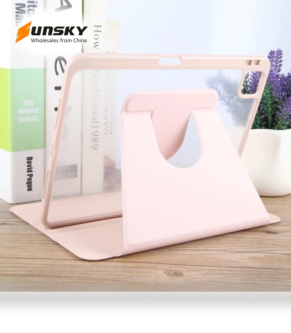 Acrylic TPU 3-folding Rotating Smart Tablet Leather Case for iPad Pro 11 — Protective Cases, GEBEI