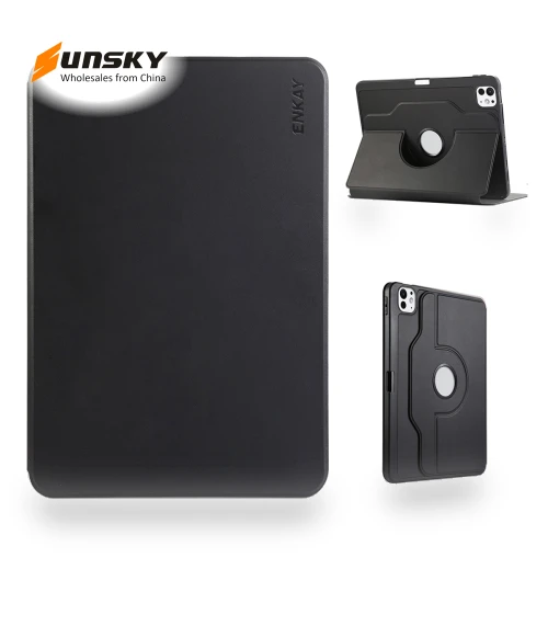 360 Rotation TPU Leather Smart Tablet Case with Pen Slot for iPad Pro 12.9 2022/Air 13 2024 — Protective Cases, ENKAY