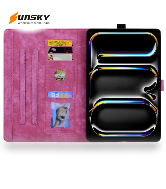 Cartoon Sakura Cat Embossed Smart Leather Tablet Case for iPad Pro 13 2024 — Keyboard Cases