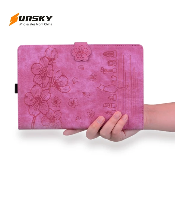 Cartoon Sakura Cat Embossed Smart Leather Tablet Case for iPad Pro 13 2024 — Keyboard Cases