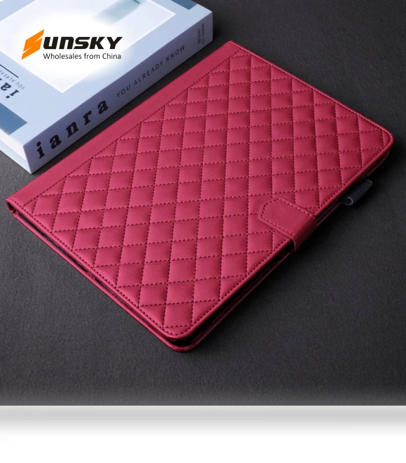 Rhombus Lattice Leather Smart Tablet Case for iPad Air/Air 2/9.7 2017/2018 — Keyboard Cases