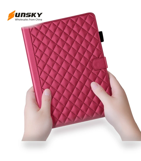 Rhombus Lattice Leather Smart Tablet Case for iPad Air/Air 2/9.7 2017/2018 — Keyboard Cases