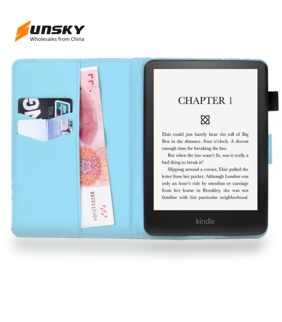Colored Drawing Stitching Leather Smart Case for Kindle Paperwhite 12th Gen 2024 — Protective Cases, Amazon