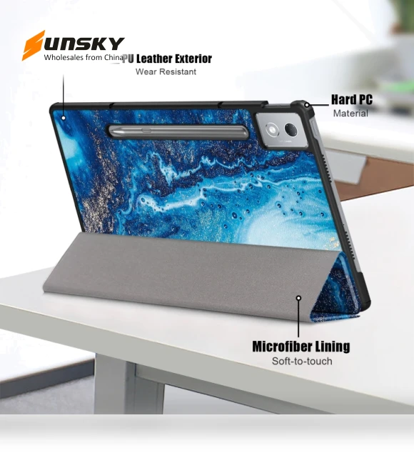 3-folding Leather Smart Tablet Case for Lenovo Tab P12 12.7 — Keyboard Cases, Lenovo