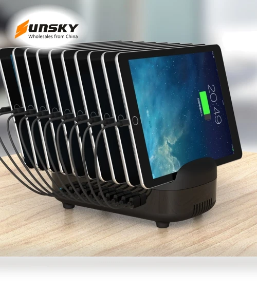 120W 10 USB Ports Smart Charging Station with Phone & Tablet Stand — Power Hubs, ORICO