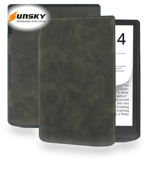 Retro Skin-feel Leather Smart Tablet Case for Pocketbook InkPad 4/Color2/3/PB743 — Protective Cases, Pocketbook