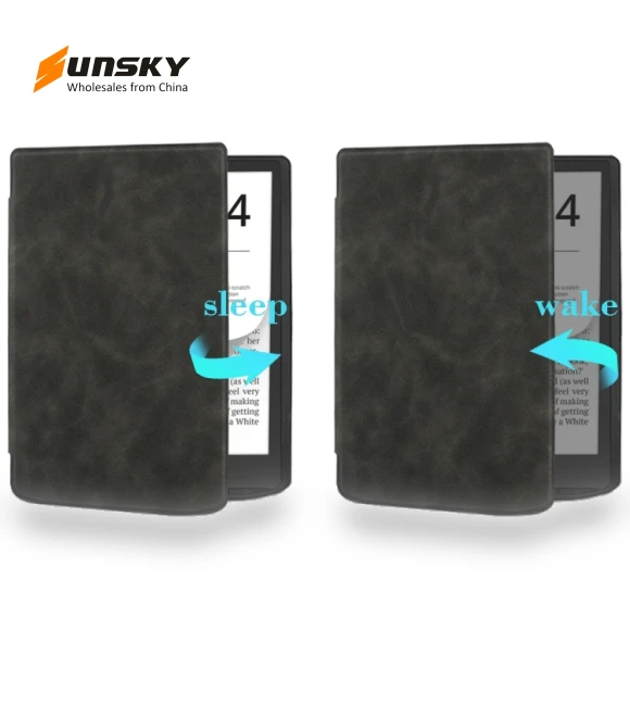 Retro Skin-feel Leather Smart Tablet Case for Pocketbook InkPad 4/Color2/3/PB743 — Protective Cases, Pocketbook
