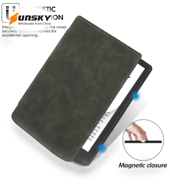 Retro Skin-feel Leather Smart Tablet Case for Pocketbook InkPad 4/Color2/3/PB743 — Protective Cases, Pocketbook