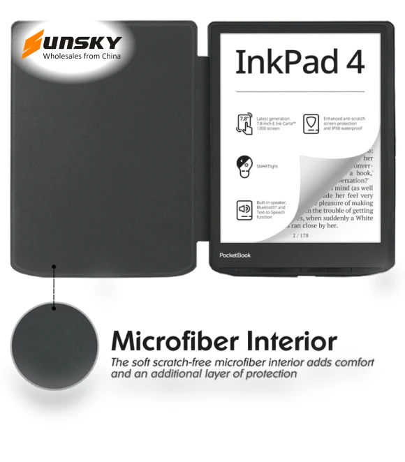 Retro Skin-feel Leather Smart Tablet Case for Pocketbook InkPad 4/Color2/3/PB743 — Protective Cases, Pocketbook