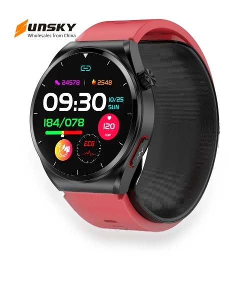 Air Pump Blood Pressure Testing ECG Health Smart Watch with 1.39 Inch Round Screen — Smartwatches