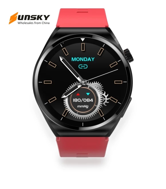 Air Pump Blood Pressure Testing ECG Health Smart Watch with 1.39 Inch Round Screen — Smartwatches