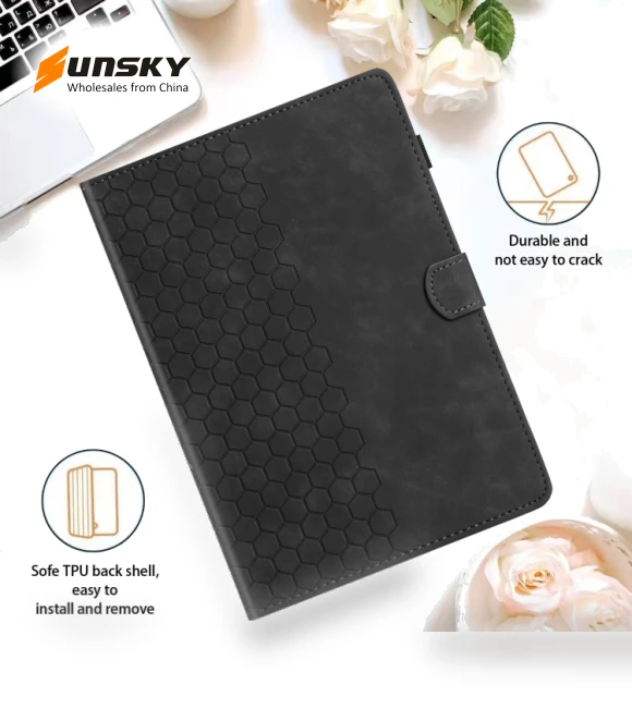 Honeycomb Embossed Leather Smart Tablet Case for Samsung Galaxy Tab A 10.1 2016 — Keyboard Cases, Samsung