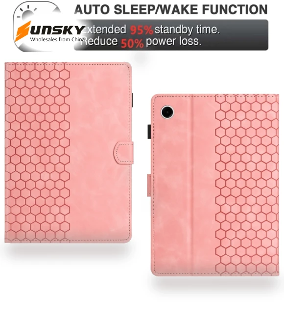 Honeycomb Embossed Leather Smart Tablet Case for Samsung Galaxy Tab A9 — Keyboard Cases, Samsung