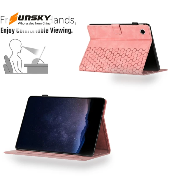 Honeycomb Embossed Leather Smart Tablet Case for Samsung Galaxy Tab A9 — Keyboard Cases, Samsung