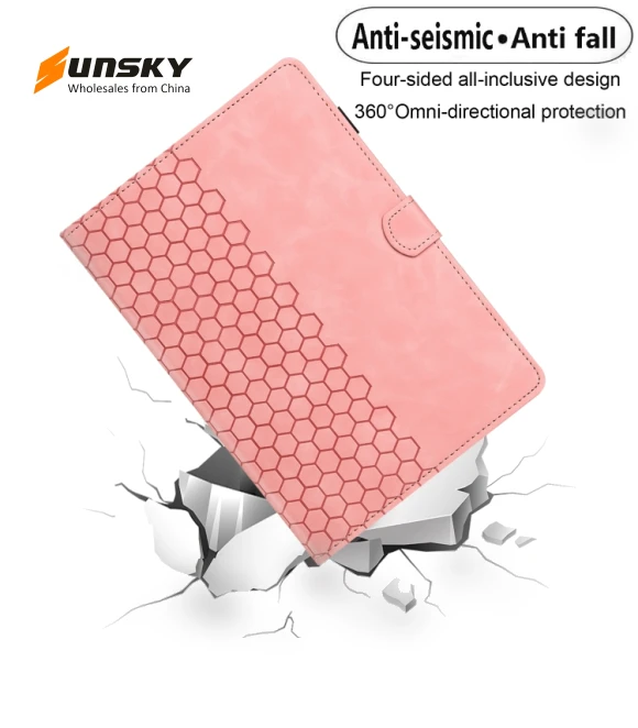 Honeycomb Embossed Leather Smart Tablet Case for Samsung Galaxy Tab A9 — Keyboard Cases, Samsung