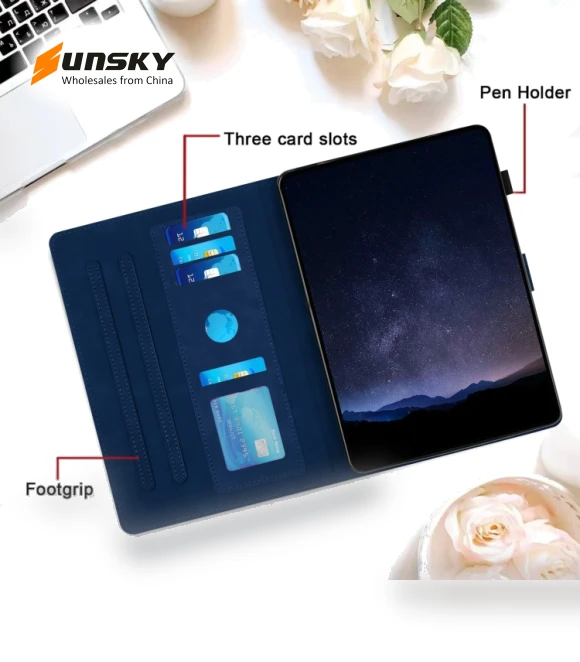 Honeycomb Embossed Leather Smart Tablet Case for Samsung Galaxy Tab S6 Lite — Keyboard Cases, Samsung