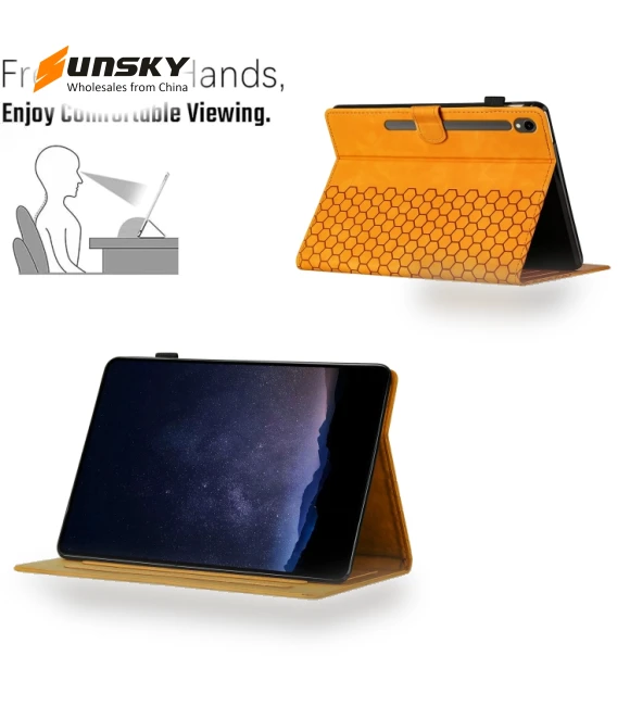 Honeycomb Embossed Leather Smart Tablet Case for Samsung Galaxy Tab S9 / S9 FE — Keyboard Cases, Samsung