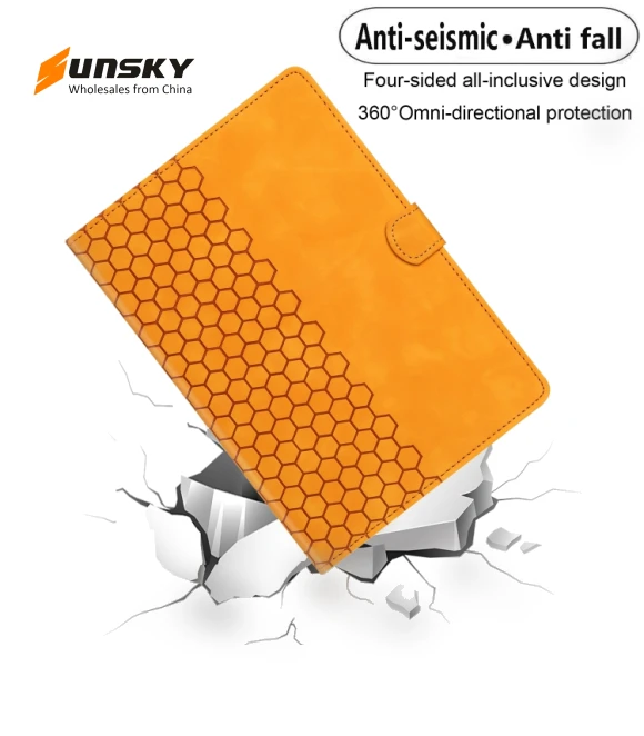 Honeycomb Embossed Leather Smart Tablet Case for Samsung Galaxy Tab S9 / S9 FE — Keyboard Cases, Samsung