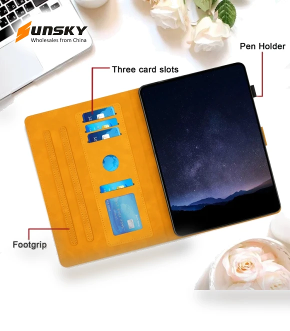 Honeycomb Embossed Leather Smart Tablet Case for Samsung Galaxy Tab S9 / S9 FE — Keyboard Cases, Samsung