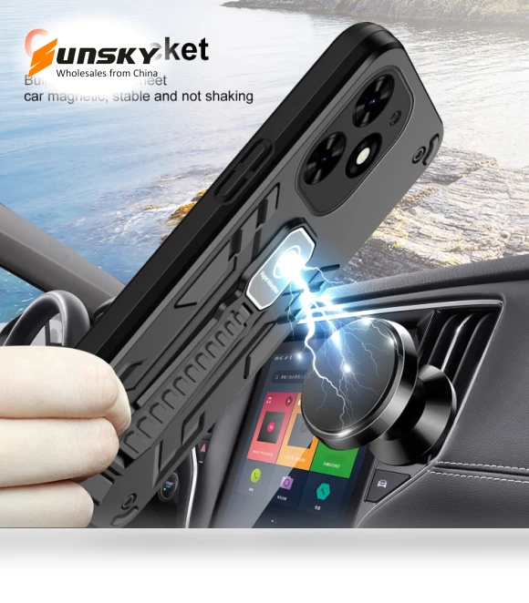 Shockproof Holder Phone Case for Tecno Spark 20C / Infinix Smart 8 — Phone Accessories