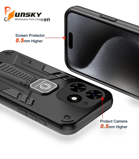 Shockproof Holder Phone Case for Tecno Spark 20C / Infinix Smart 8 — Phone Accessories