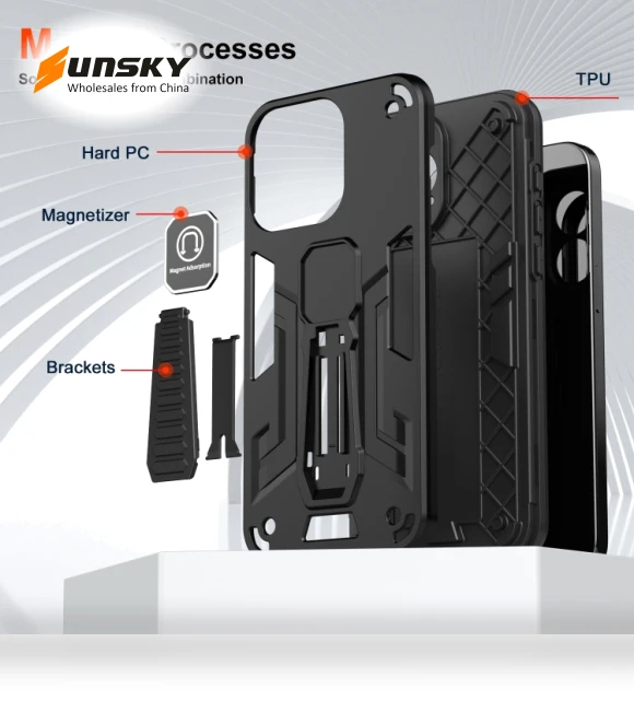 Shockproof Holder Phone Case for Tecno Spark 20C / Infinix Smart 8 — Phone Accessories
