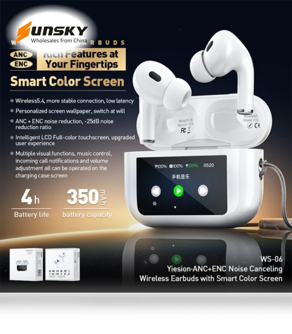 Smart Color Screen Noise Reduction Wireless Bluetooth Earphones — Audio Gear, WEKOME