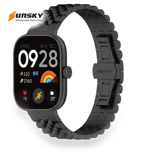 Five-bead Butterfly Buckle Metal Watch Band for Xiaomi Mi Band 8 Pro / Smart Band 9 Pro — Smartwatch Straps, Xiaomi