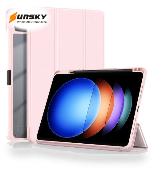 Acrylic 3-Fold Smart Leather Tablet Case for Xiaomi Pad 6S Pro 12.4 — Protective Cases, Xiaomi