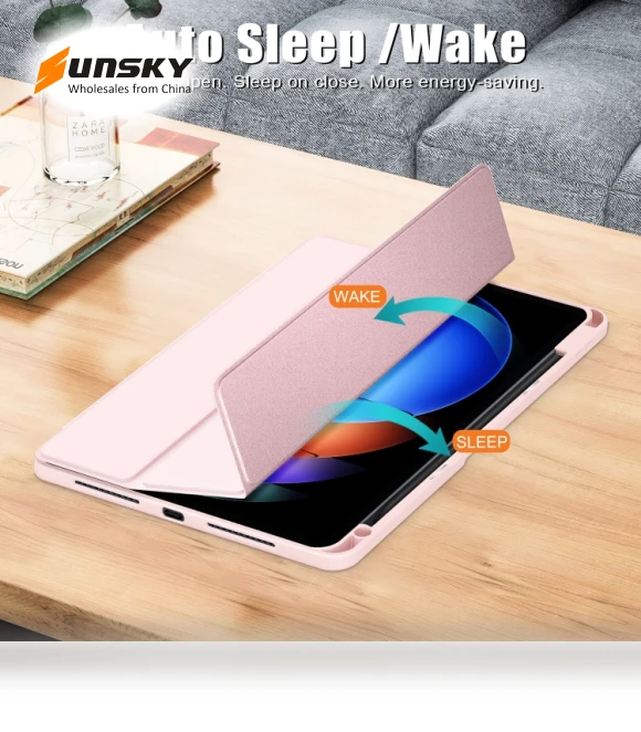 Acrylic 3-Fold Smart Leather Tablet Case for Xiaomi Pad 6S Pro 12.4 — Protective Cases, Xiaomi