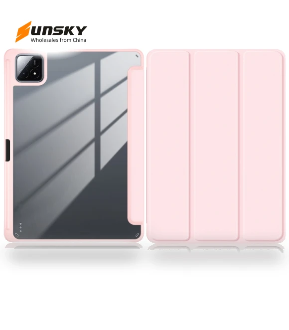 Acrylic 3-Fold Smart Leather Tablet Case for Xiaomi Pad 6S Pro 12.4 — Protective Cases, Xiaomi