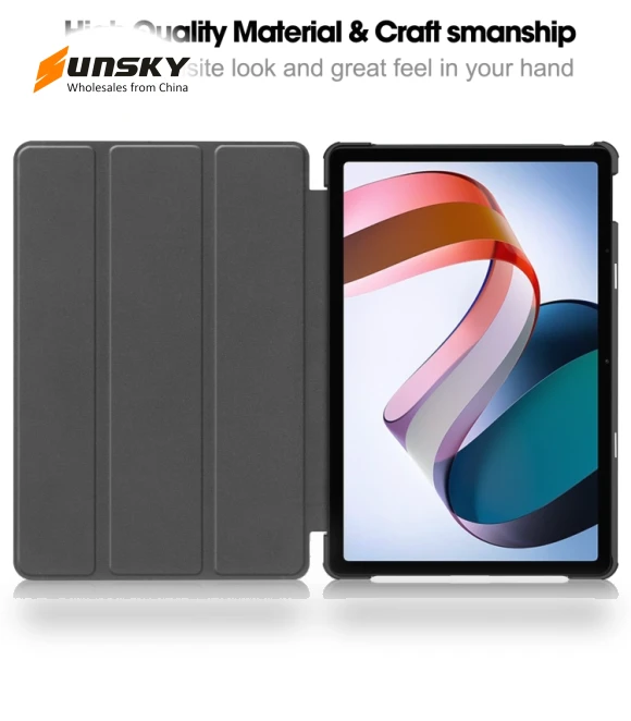 3-Fold Holder Smart Leather Tablet Case for Xiaomi Redmi Pad SE — Protective Cases, Xiaomi