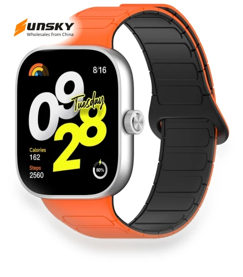 Dual Color Strong Magnetic Buckle Silicone Watch Band — Fitness Bands, Xiaomi