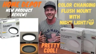 Commercial Electric LED Color changing color flush mount product review! #HomeDepot #LEDlight