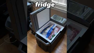 #ecoflow glacier portable fridge powered by Delta 2 Max and solar panels