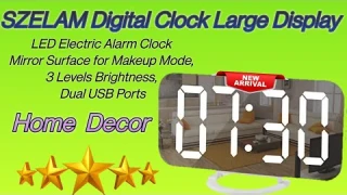 LED Clock : SZELAM™ ✓Digital Clock Large Display  Clock Mirror Surface