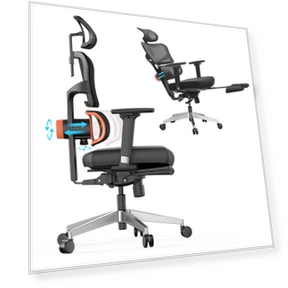 Ergonomic Chair with Adaptive Lower Back Support and Footrest — Back & Seat Cushions, NEWTRAL