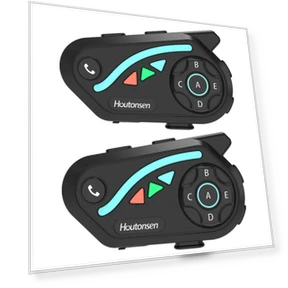 Motorcycle Helmet Headset 2Pcs Pack with Intercom and Noise Reduction — Wireless Headsets for Powersports, Houtonsen