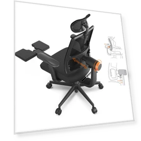 Ergonomic Chair with Footrest, Auto-Following Backrest, Adaptive Lower Back Support — Back & Seat Cushions, NEWTRAL