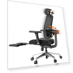 Ergonomic Chair with Footrest, Auto-Following Backrest Headrest, Adaptive Lower Back Support — Gaming Chairs, NEWTRAL