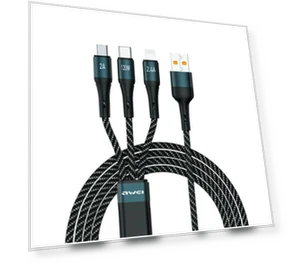 PD120W 3-in-1 Type-C Fast Charging Cable with Intelligent Temperature Control — Charging Solutions, AWEI