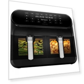 Dual Air Fryer with Viewing Window, 8L Family Sized, Nonstick, 8-in-1 Smart Programmes — Air Fryers, Chefree