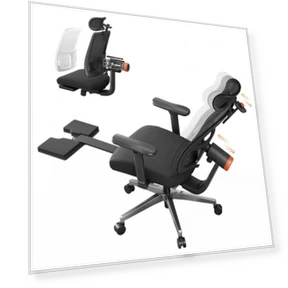 Ergonomic Chair with Footrest, Auto-Following Backrest Headrest, Adaptive Lower Back Support - Black — Back & Seat Cushions, NEWTRAL