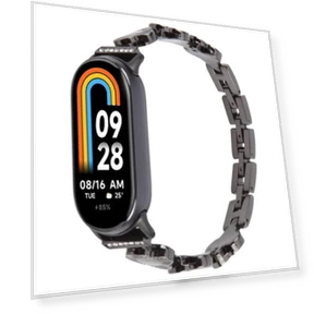 Four-petaled Flower Diamond Bracelet Metal Watch Band for Xiaomi Smart Band 9/8 — Smartwatch Straps, Xiaomi