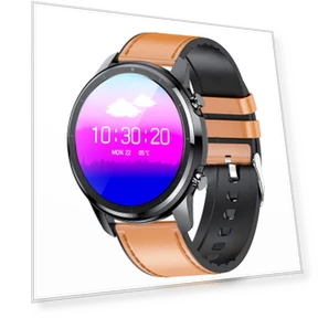 Smartwatch Full Touch HD Amoled Screen Bluetooth 5.0 Sports Fitness Watch Leather — Smartwatches, LEMFO