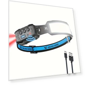 Rechargeable Headlamp with Motion Sensor, 7 White Lights, USB Charging — Headlamps