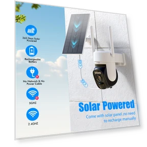 Wireless Outdoor Solar Pet Camera, 2k 360 Panoramic Tilt Low-power Wifi Security Camera — Cameras & Monitors